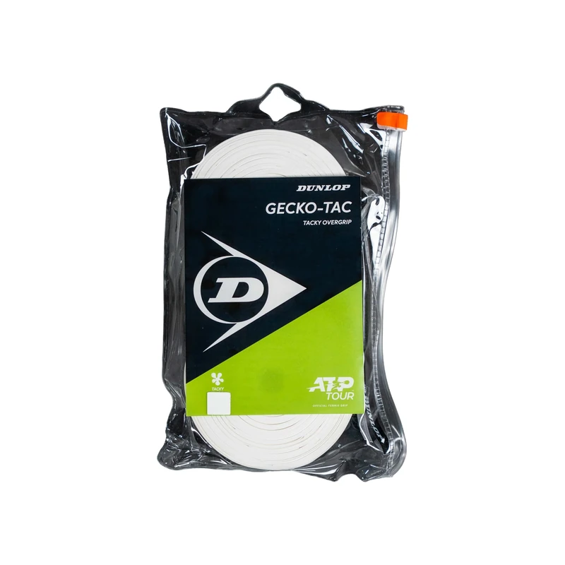DUNLOP Gecko Tac Tennis Overgrip, White, 30-Pack Reel – High Tack, Long-Lasting Performance, Enhanced Racket Control