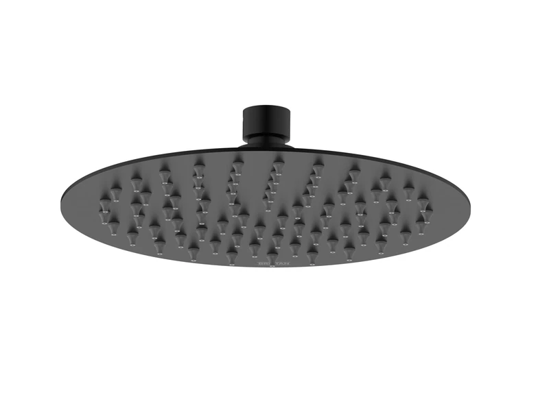 Bristan 200mm Round Fixed Slimline Rainfall Shower Head, Stainless Steel Construction, Easy Clean Nozzles, Black Finish