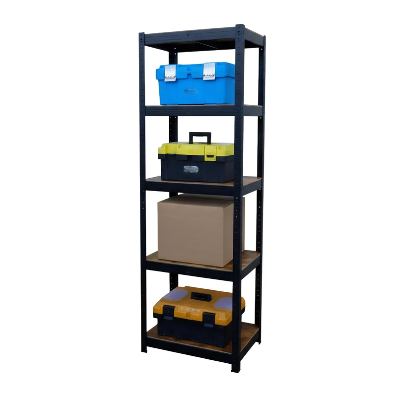 Relaxdays heavy-duty shelving unit, HWD 180x60x30 cm, 500 kg, 5 shelves, industrial storage rack, black/brown