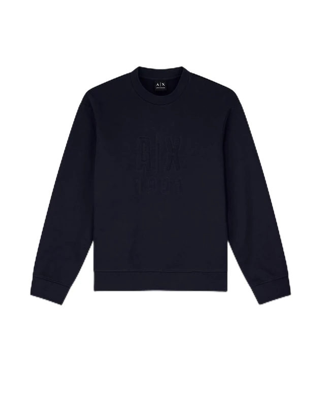 Armani Exchange A|X Men's embossed tonal logo, Sweatshirt, Deep navy L
