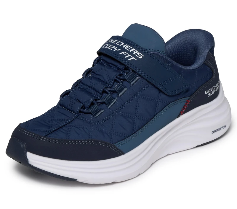 Skechers Boys' Cozy Fit Contour Foam Trainer, Navy, 10 UK Child