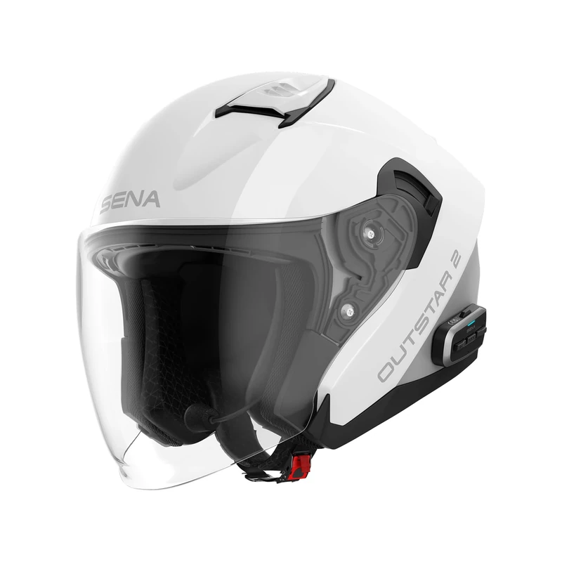 Sena Outstar 2 Open-Face Smart Communication Helmet with Mesh Intercom 3.0 and Bluetooth (Gloss White, M)