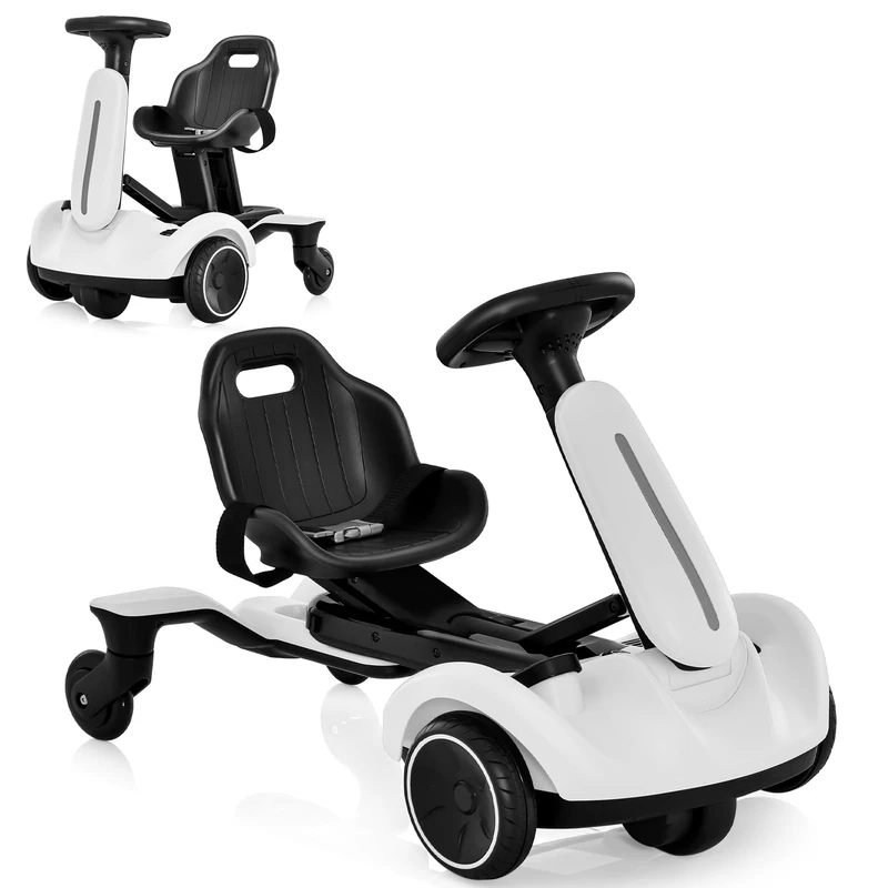 GYMAX 6V Kids Ride On Car, Electric Go Kart (White, without LED Lights)