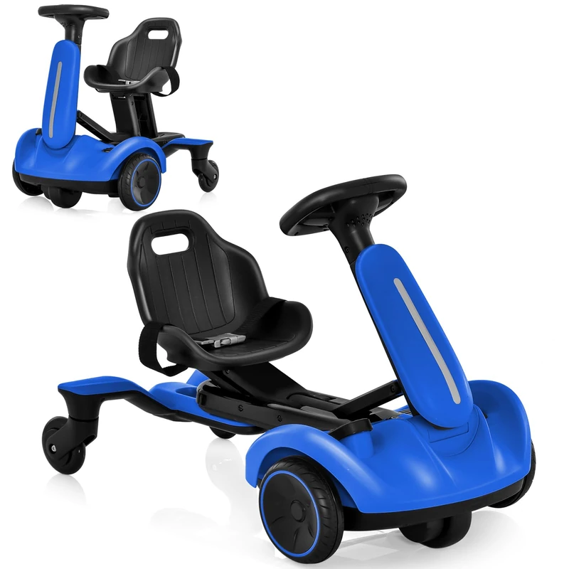 GYMAX 6V Kids Ride On Car, Electric Go Kart (Blue, without LED Lights)