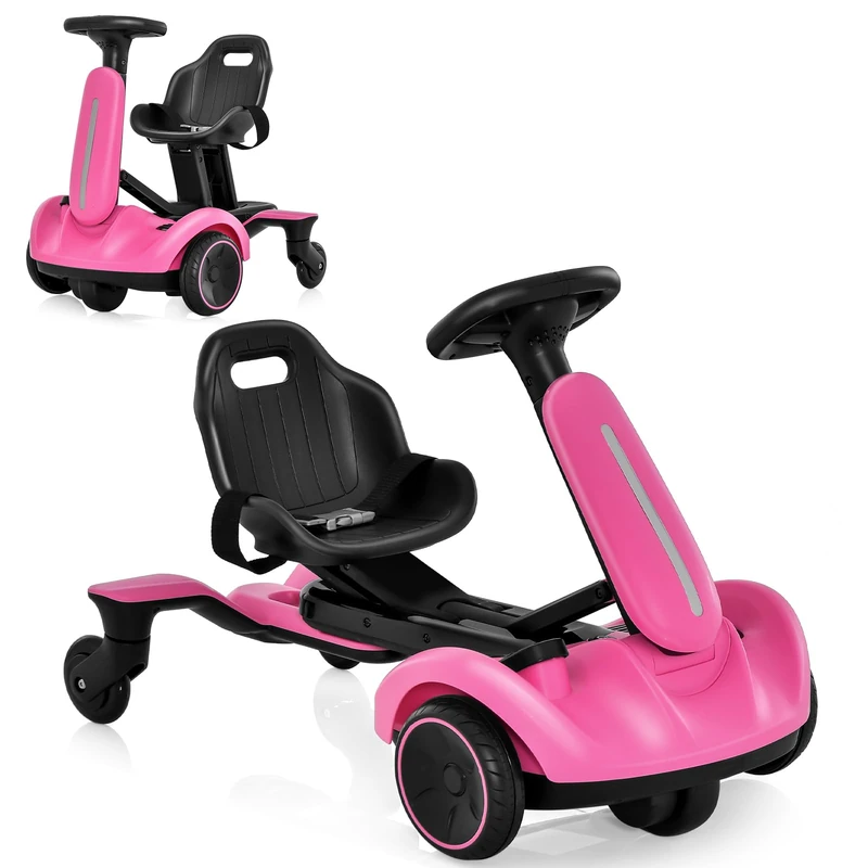 GYMAX 6V Kids Ride On Car, Electric Go Kart (Pink, without LED Lights)