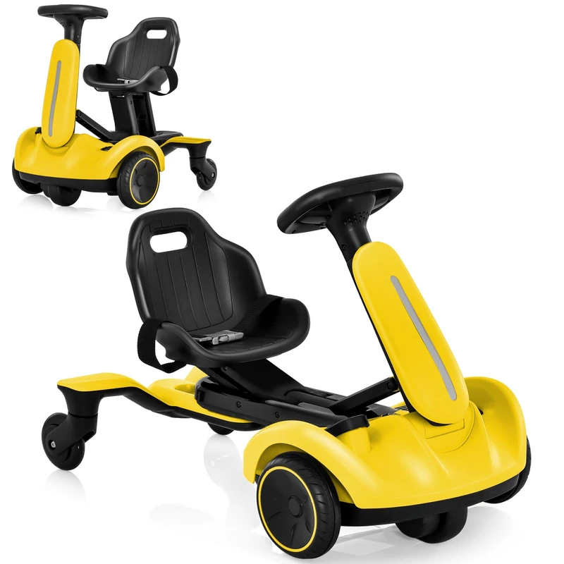 GYMAX 6V Kids Ride On Car, Electric Go Kart (Yellow, without LED Lights)