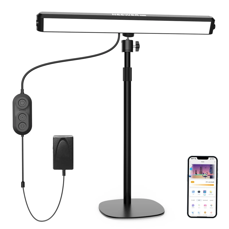 NEEWER Dual Sided RGB LED Streaming Key Light, Smart Desk Lamp Compatible with Alexa Google Assistant for Gaming Video Conference, 16 Million Colors, 2700K-7000K/CRI97+ Studio Tube Lighting, NG01