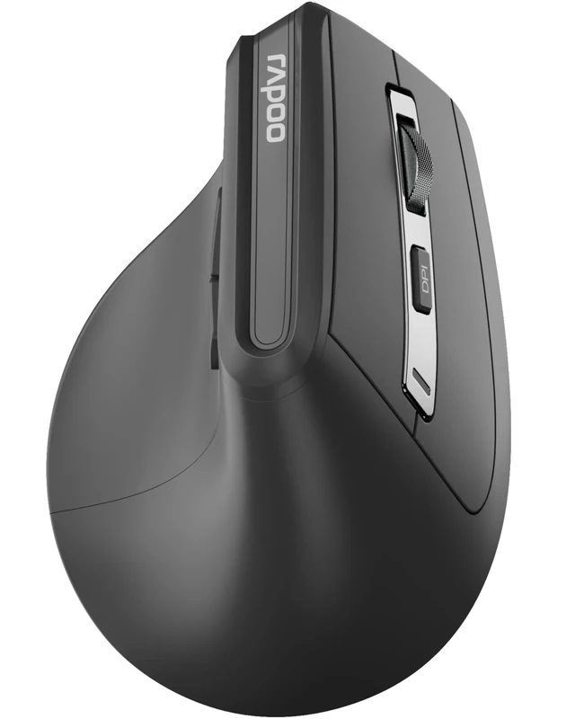 Rapoo EV310M Vertical Wireless Mouse Silent - Ergonomic Vertical Mouse Wireless Bluetooth & USB 2.4GHz, Multi Device 3 Devices, 5 Buttons Vertical Mouse without Cable, up to 2400 DPI, Black - Image 1