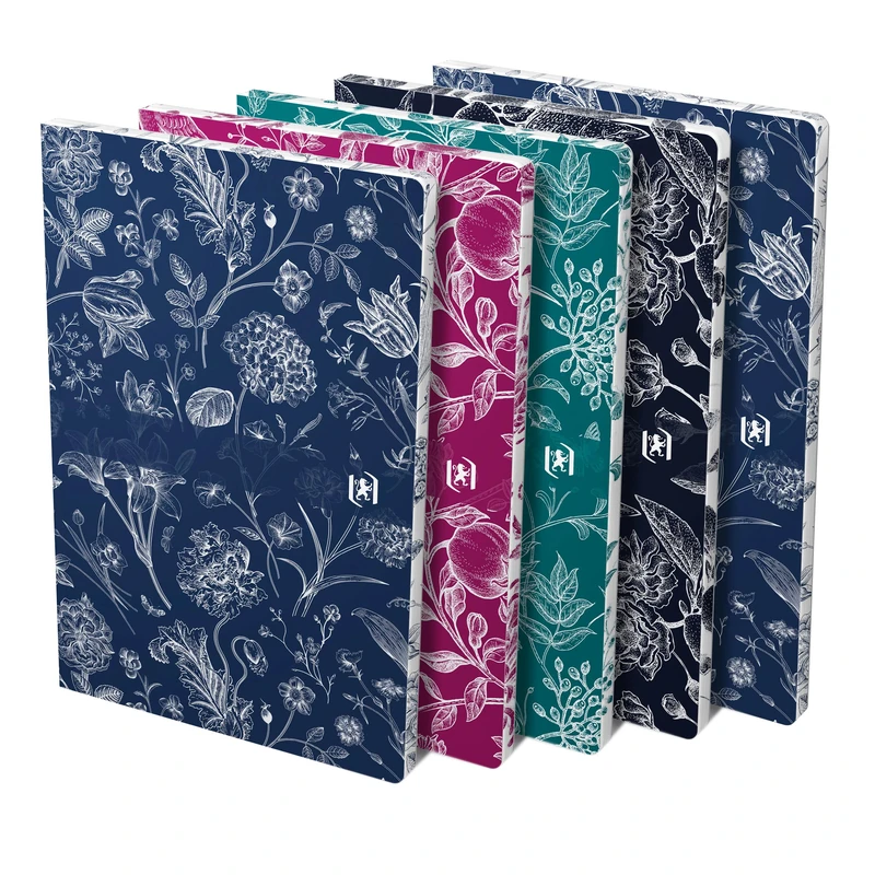 Oxford 'Romance' Notebook B5 (17 x 24.5 cm) Squared 160 Pages Soft Cover with Glossy Details and Motif Colour Section 4 Designs Pack of 5