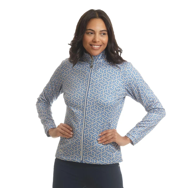 Island Green Ladies Full Zip Long Sleeve Leaf Print Windstopper Top Layer, Stone, L - Image 1