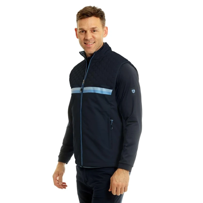 Island GREEN Men's Zip Through Padded Quilted Gilet Vest, Navy, L - Image 1