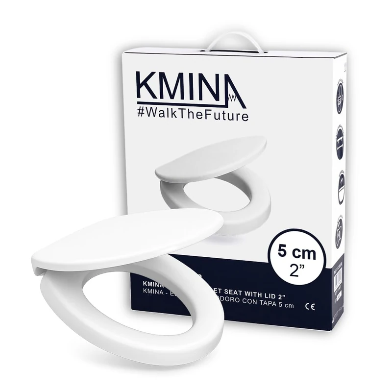 KMINA Raised Toilet Seat with Soft-Close Lid - 2 Inch Height