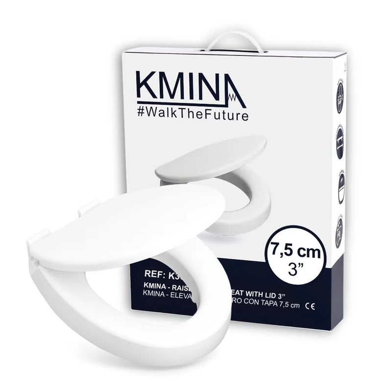 KMINA Raised Toilet Seat with Soft-Close Lid - 3 Inch Height