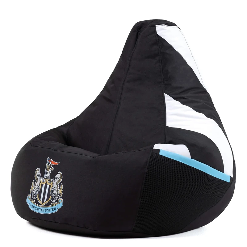 icon Official Licenced Newcastle United Bean Bag, Black & White, Water Resistant Fabric, Football Beanbag for Indoor and Outdoor Use with Filling Included, Newcastle United Gifts
