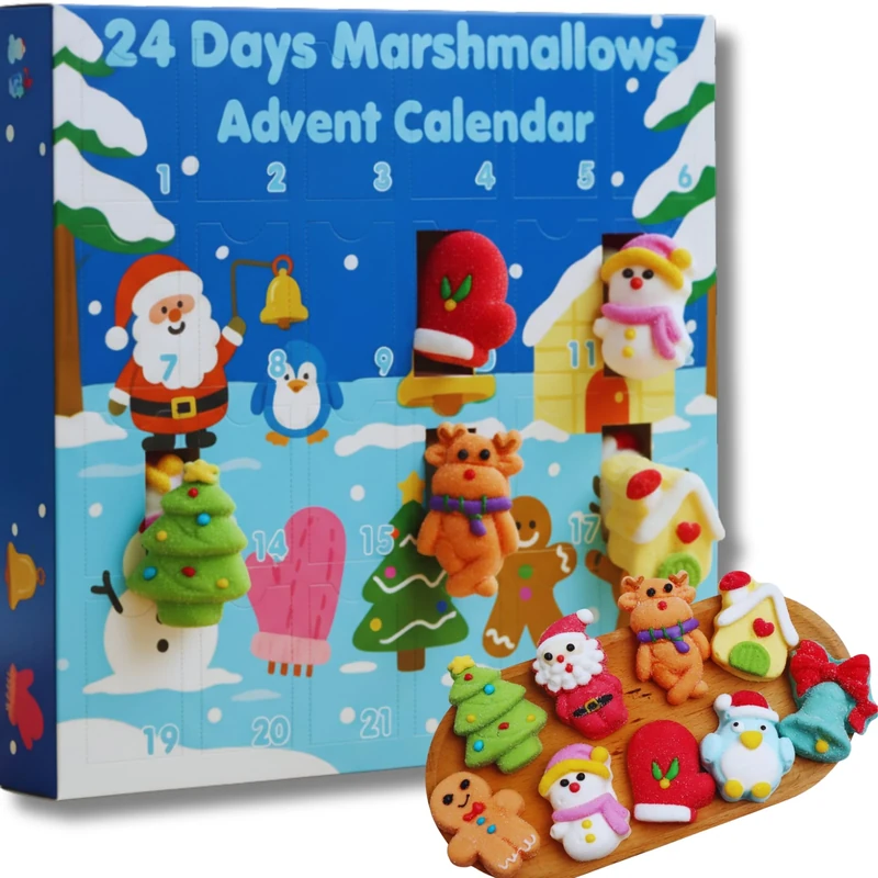 Marshmallow Advent Calendar 2025 Kids Girls Boys| Christmas Gifts for Kids Women Men| Children advent calendar 2025 | Unusual Unique Food Gifts Non Chocolate Christmas Calendars| Hot chocolate Toppers