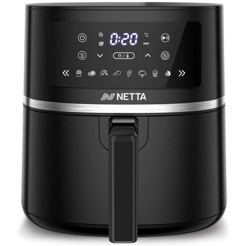 NETTA 5.7L Digital Air Fryer - Digital Screen, Adjustable Temperature and Timer, Drawer and Detachable Non-Stick Frying Tray - Healthier Oil-Free Cooking at Home