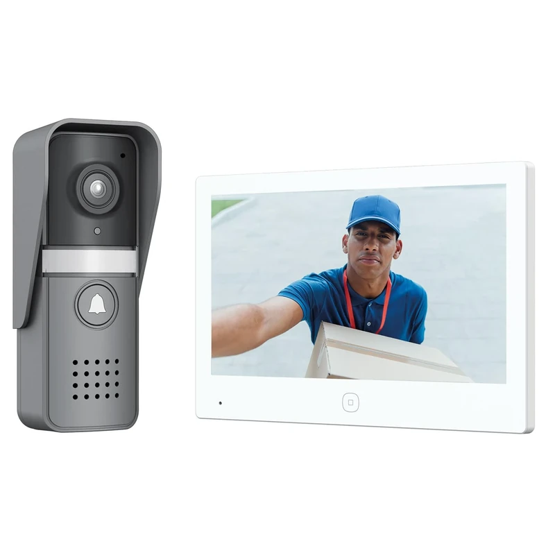 Mercury | 2-Wire Wi-Fi Video Door Entry System with 7" Touchscreen Monitor, 1080p Outdoor Camera, Night Vision, Two-Way Audio, Electric Gate Release, UK Home Intercom Kit for Smart Security