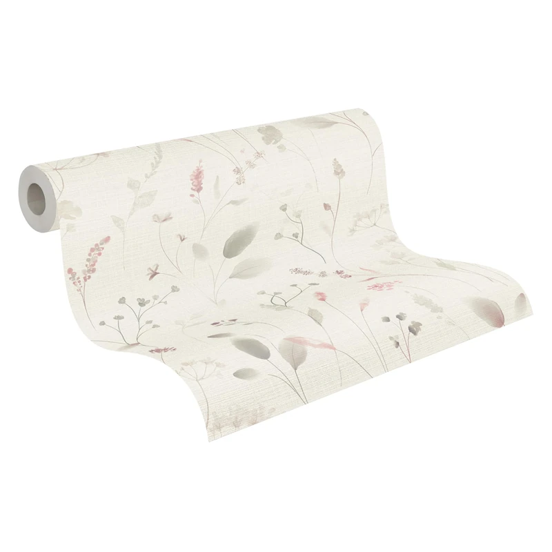 A.S. Création Non-Woven Wallpaper with Grass Motif in White, Brown, Green, Pink, Grey – Floral Wallpaper 10,05 m x 0,53 m Brown – 791703 - Image 1