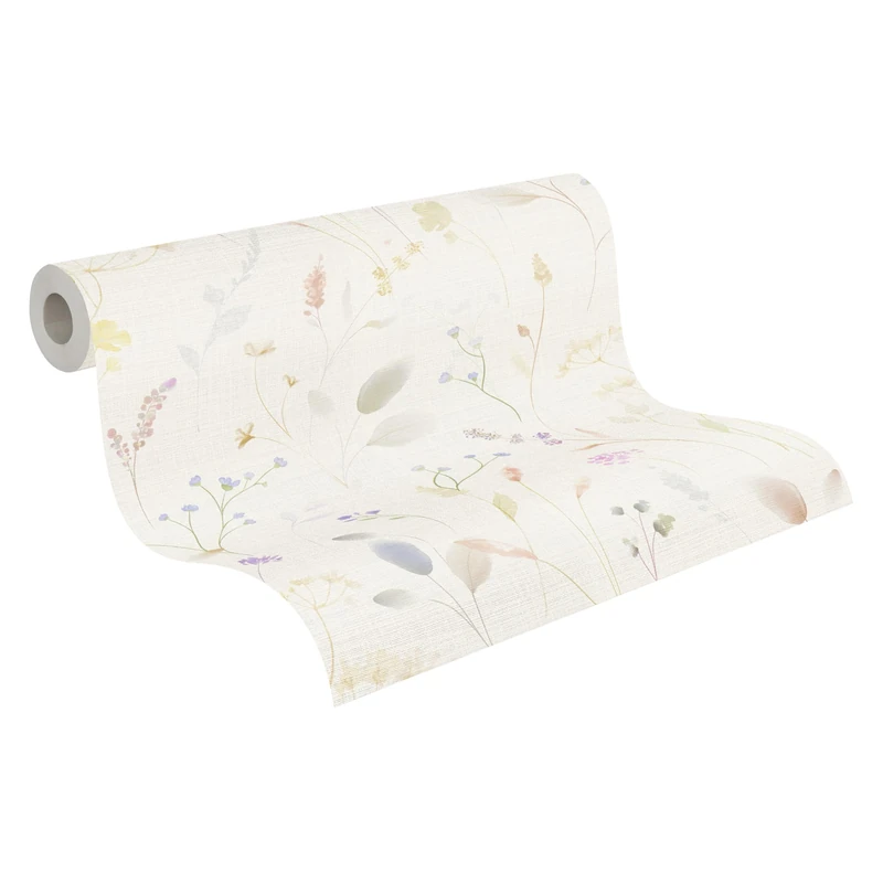 A.S. Création Non-Woven Wallpaper with Grass Motif in White, Green, Blue, Yellow, Purple – Floral Wallpaper 10,05 m x 0,53 m Green – 791701 - Image 1