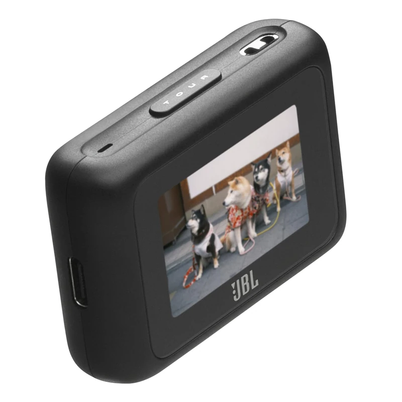 JBL Smart Tx Audio Transmitter with touch screen display. Compatible with most audio sources, it allows you to share audio via Bluetooth or Auracast