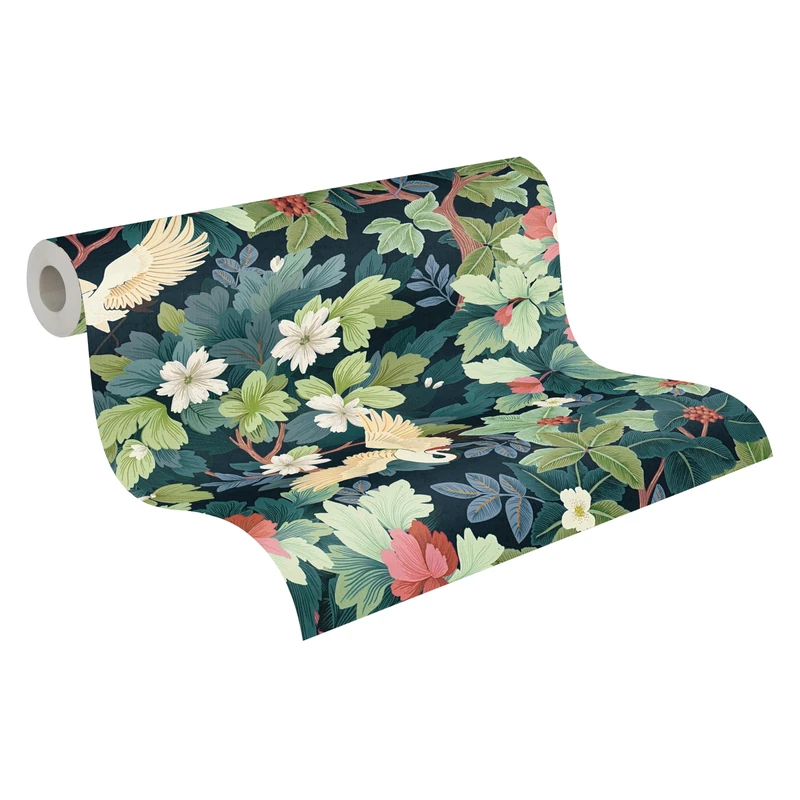A.S. Création Non-Woven Wallpaper with Tropical Bird Motif in Blue, Green, Red, White, Beige – Exotic Jungle Wallpaper 10,05 m x 0,53 m Green – 791862