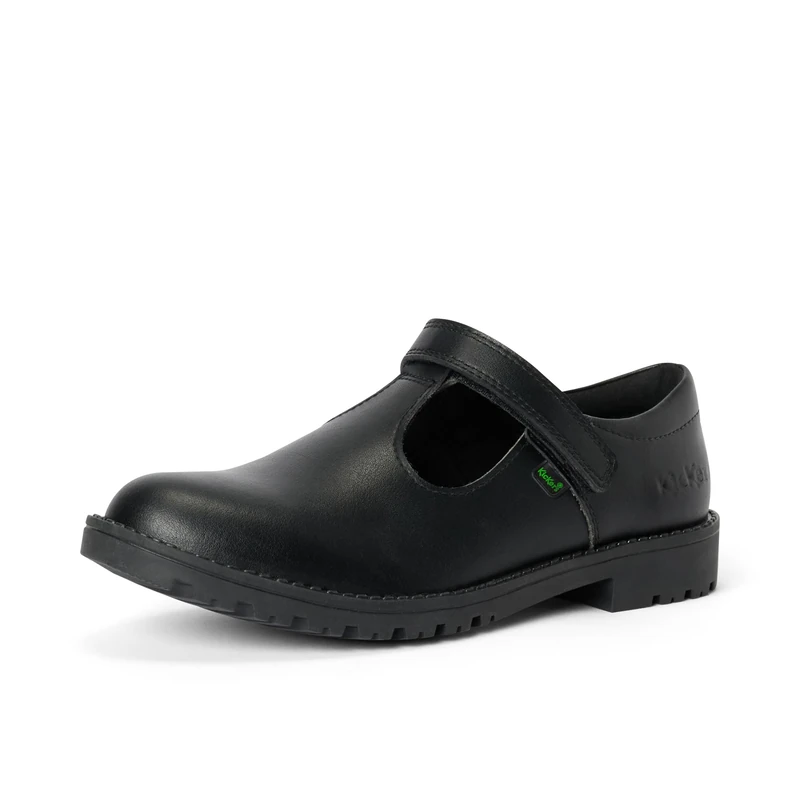 Kickers Girl's Lachly T-Bar School Shoes, Black, 5 UK - Image 1