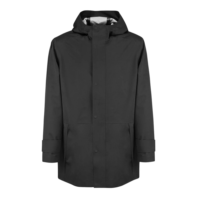 Audi Men's Outdoor Jacket, 3-Layer Functional Jacket with Hood, Black, Size S, 100% Polyester, Thigh Length, Waterproof 5000 mm
