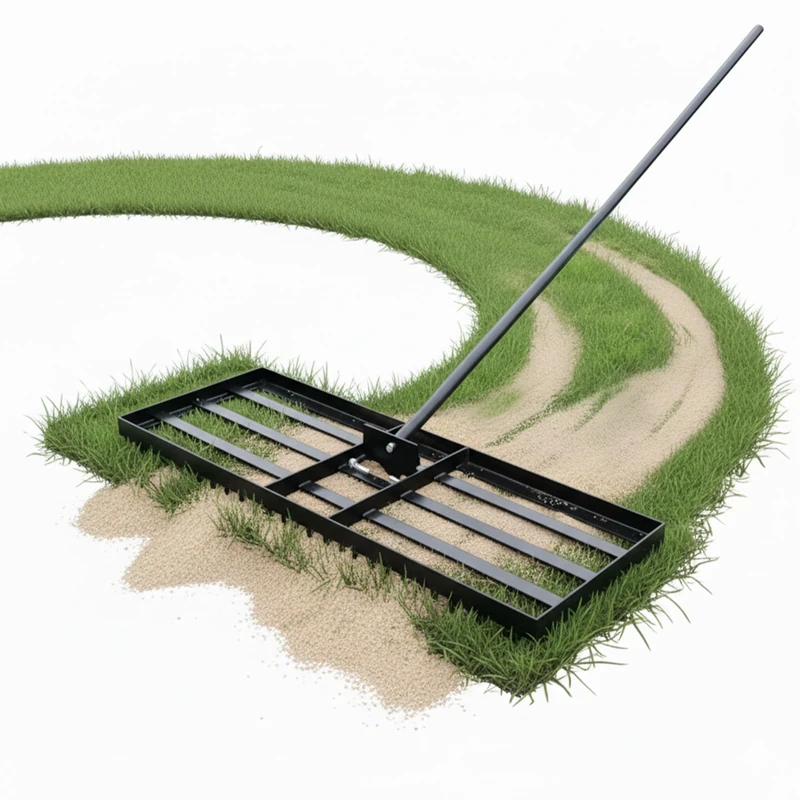 Relaxdays lawn leveler, 76 x 25 cm, lawn care, 200 cm long handle, non-slip grip, steel, black