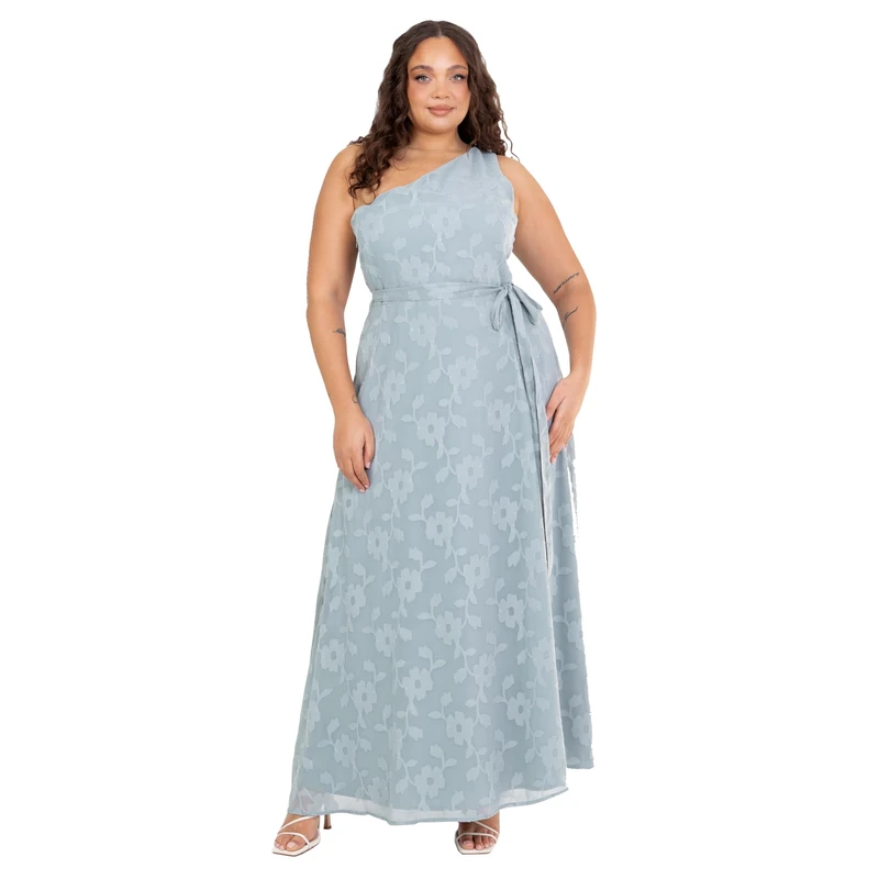 Anaya with Love Women's Ladies Maxi One Shoulder Dress Ribbon Sleeveless Prom Wedding Guest Bridesmaid Prom Ball Evening Gown A-line, Cloud Blue 6