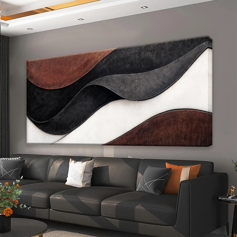 QSQ Canvas Wall Art Abstract Black And White Canvas Art Wall Decor Prints Brown Abstract Wall Decor Modern Minimalist Painting Picture For Bedroom Office Home Decoration Artwork 20" X 40"