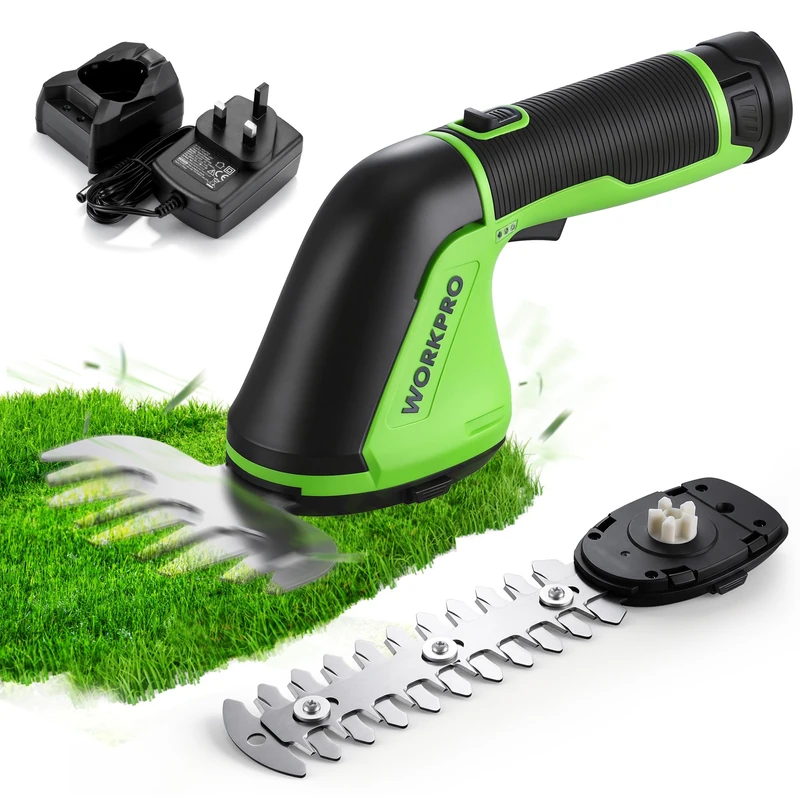WORKPRO 12 V Cordless Hedge Trimmer & Grass Shear with Removable Battery