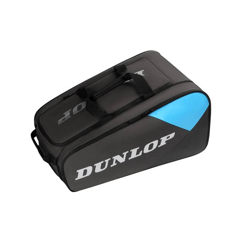 DUNLOP FX Team Padel Bag – 2-Compartment Thermal Racket Bag 70L – Black/Gun Metal/Cyan – Lightweight Backpack Design