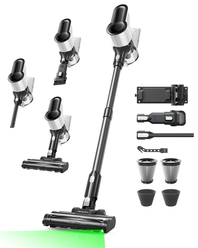 VACTechPro F02 Lite Cordless Vacuum Cleaner, 40Kpa/50Mins/450W Stick Vacuum, Self Standing/Anti-Tangle/Smart Corner Light, Powerful & Lightweight Handheld Stick for Home Pet Hair Floor Car Carpet - Image 1
