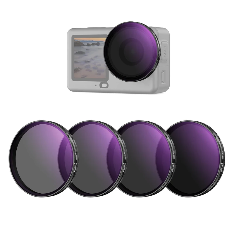 NEEWER ND/PL Filter Set Compatible with DJI Osmo Action 6 Only, ND8/PL+ND16/PL+ND32/PL+ND64/PL Polarized Neutral Density CPL Lens Filters Multicoated HD Action Camera Photography Accessories, FL-B3