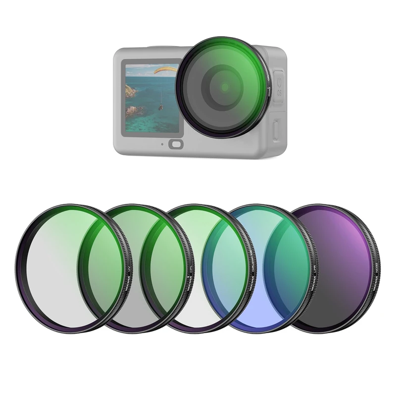 NEEWER Filter Set Compatible with DJI Osmo Action 6 Only, 5 Pack CPL + ND 32 + UV + LPR + Black Diffusion 1/4 Multicoated HD Optical Glass Snap On Lens Filters, Action Camera Accessories, FL-B4