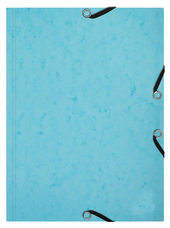 Exacompta - Ref 555662E - Box of 10 folders with 3 Elastic Flaps and 25 A5 Index Cards - Special Revision for organizing by Theme or Material - Pastel Blue - Image 1