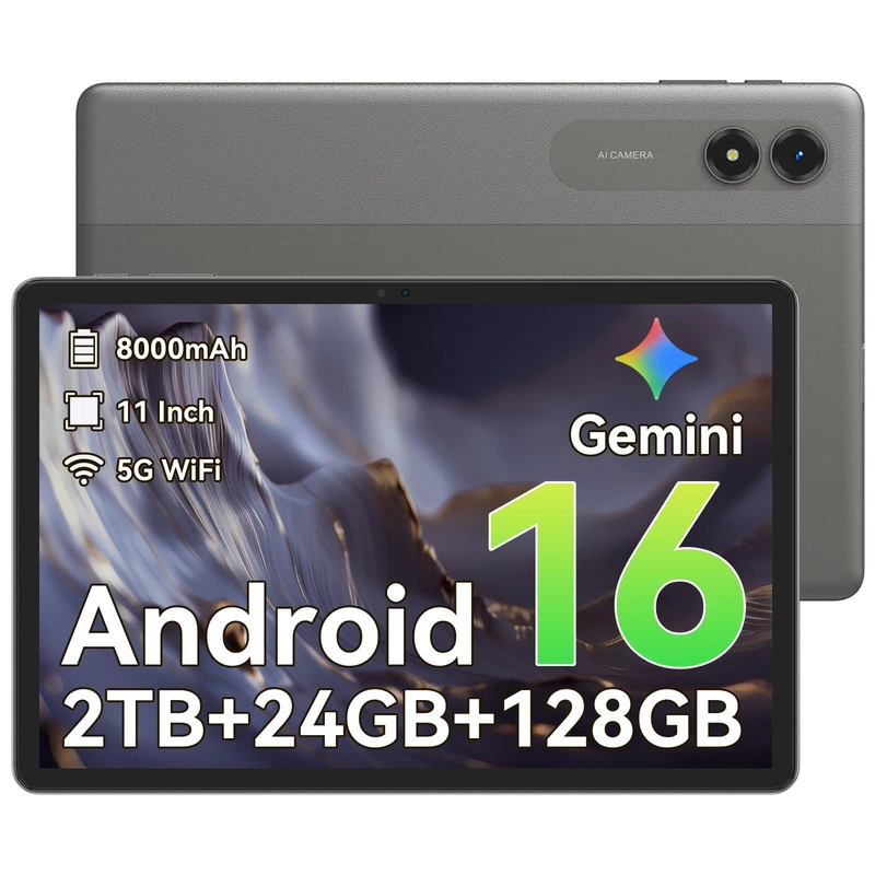 2026 upgrated 12 Inch Tablet, Android 16 Tablets with Keyboard, 24GB+256GB+2TB Expand, 2K Display, Tablet PC with 5G WiFi/Octa-Core/10000mAh/BT5.0/GMS/GPS/2 in 1 Tablets with Case/Mouse/Stylus