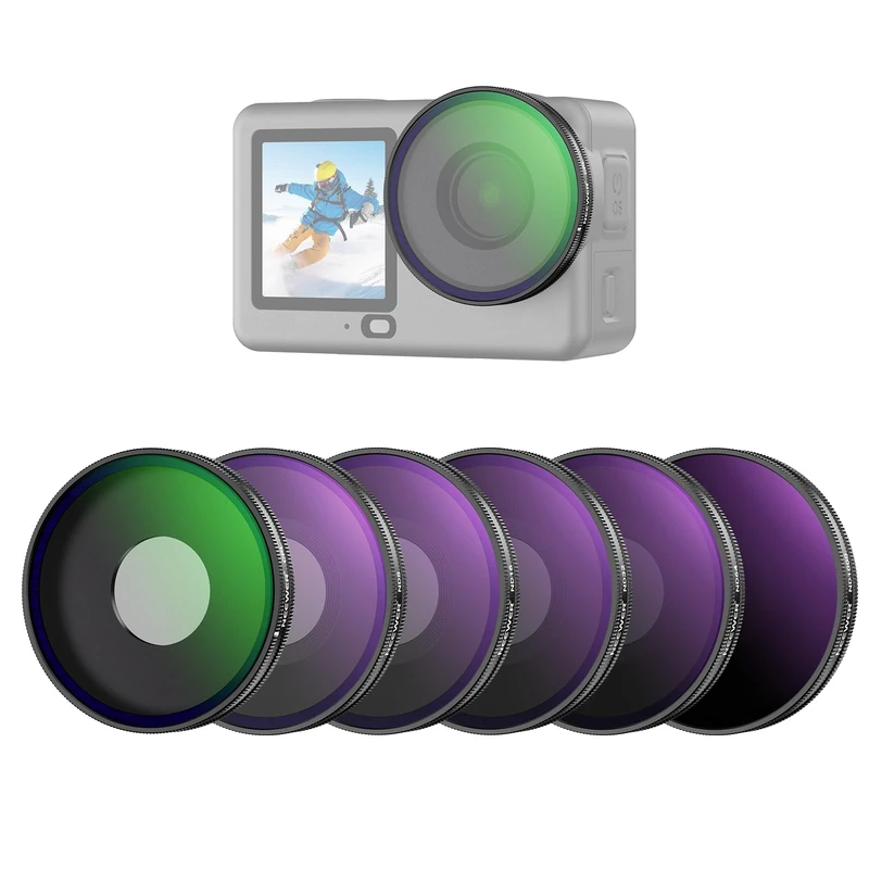 NEEWER CPL + ND Filter Set Compatible with DJI Osmo Action 6 Only, ND8/16/32/64/1000 Adjustable Circular Polarizing Filters, Lens Polarizer, Screw On Multicoated Action Camera Accessories, FL-B101