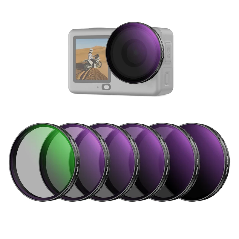 NEEWER CPL + ND Filter Set Compatible with DJI Osmo Action 6 Only, ND8/16/32/64/1000 Adjustable Circular Polarizing Lens Filters, Snap On Multicoated HD Action Camera Photography Accessories, FL-B2