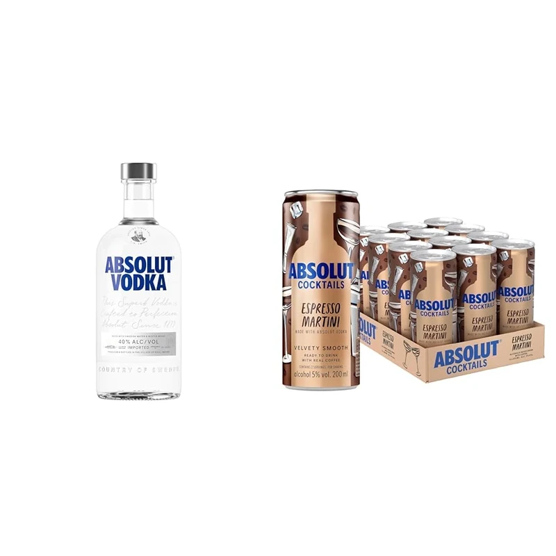 Absolut Vodka 70cl & Absolut Espresso Martini Cocktail Cans (12 x 200ml) Bundle