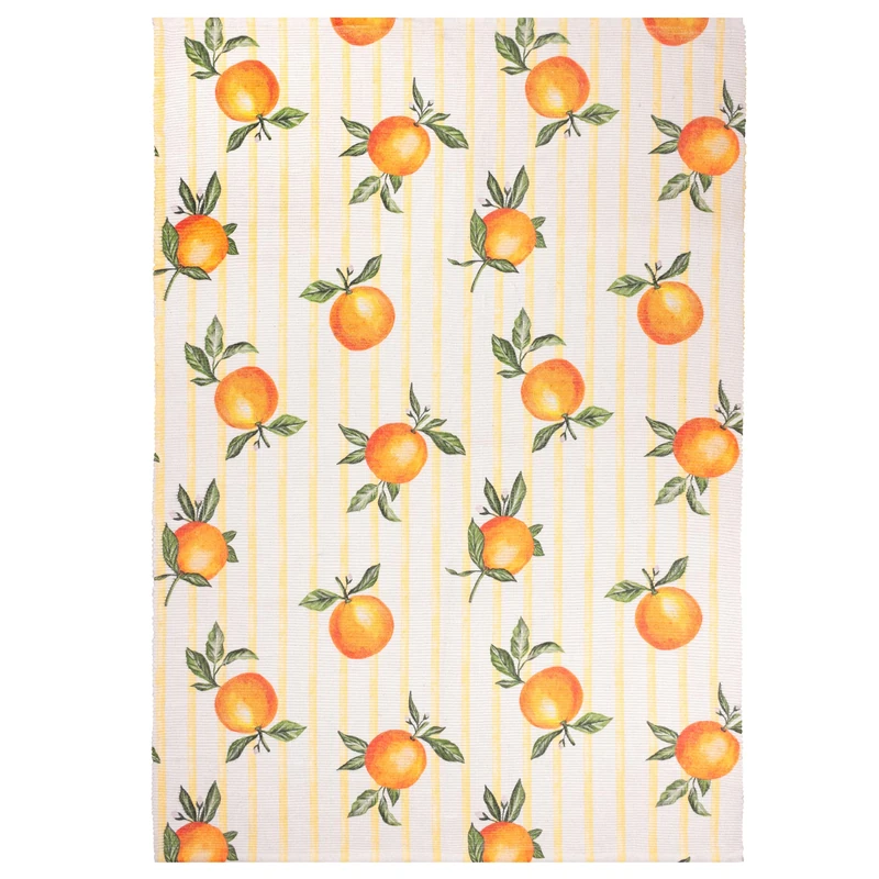 furn. Fruits Oranges Rug – Indoor/Outdoor Washable Weather Resistant Lightweight Gingham Rug (Yellow - 120x170cm)