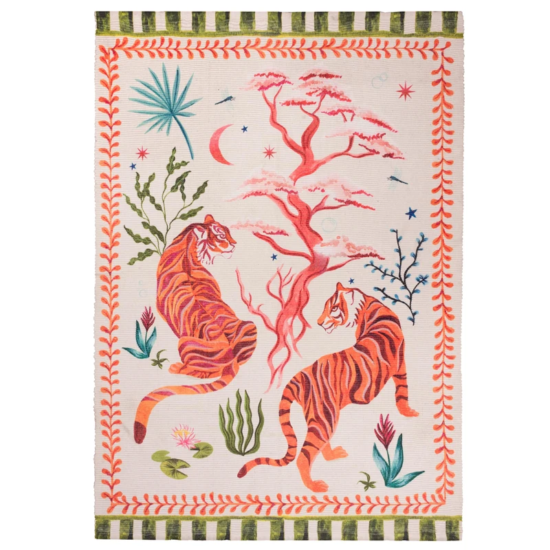furn. Tiger Dream Rug – Indoor/Outdoor Exotic Tiger Washable Weather Resistant Lightweight Rug (Multicolour - 120x170cm) - Image 1