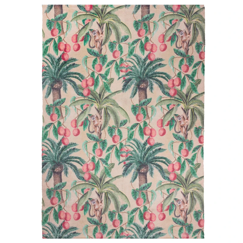 furn. Monkey Palm Rug – Indoor/Outdoor Tropical Monkey Palm Tree Washable Weather Resistant Rug (Papyrus - 120x170cm) - Image 1