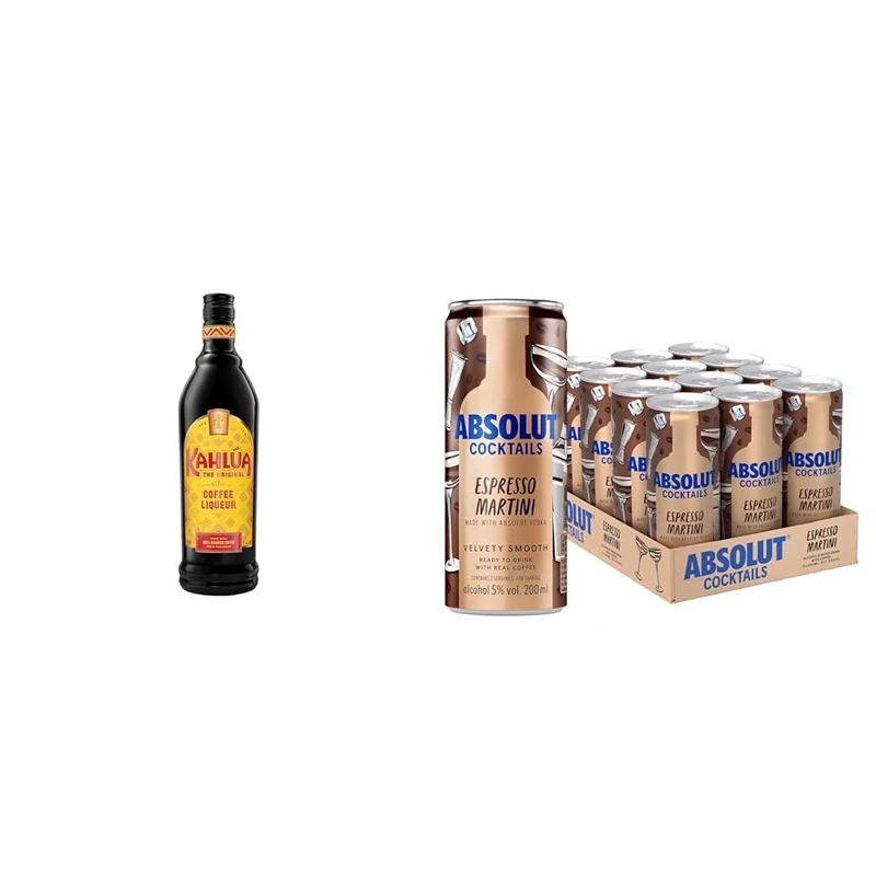 Kahlua Coffee Liqueur 70cl & Absolut Espresso Martini Cocktail Cans (12 x 200ml) Bundle