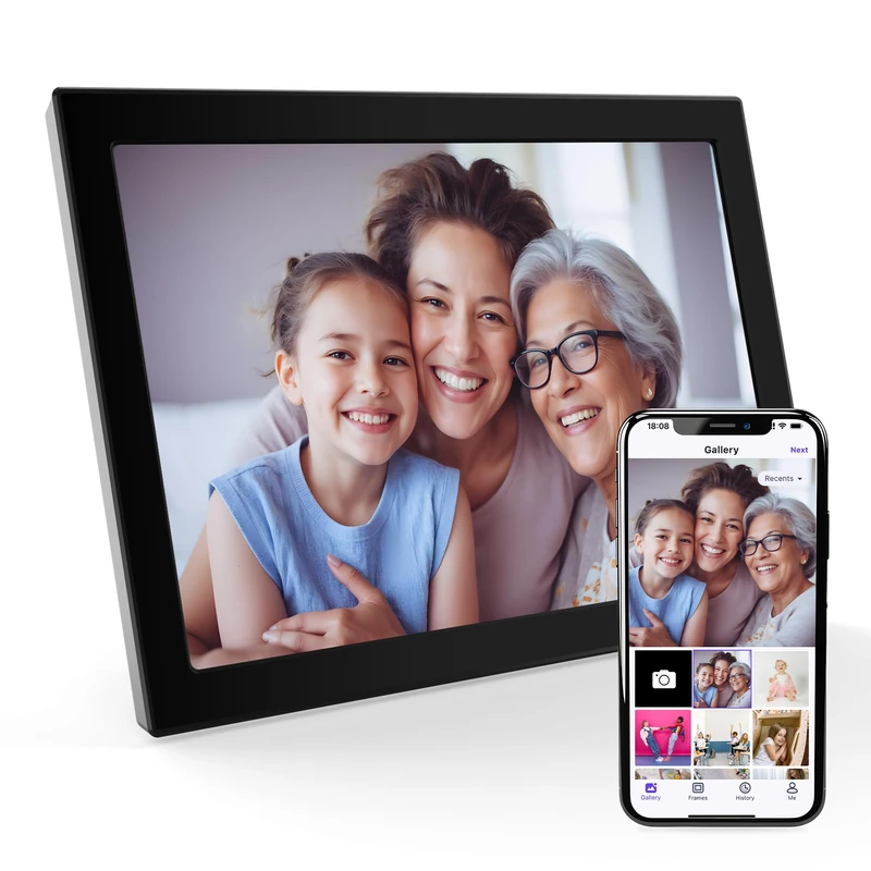 XORO 10.1 Inch WiFi Digital Picture Frame, 1280 x 800 HD IPS Touch Display, 16 GB Memory, Automatic Rotation, Share Photos Instantly from Anywhere