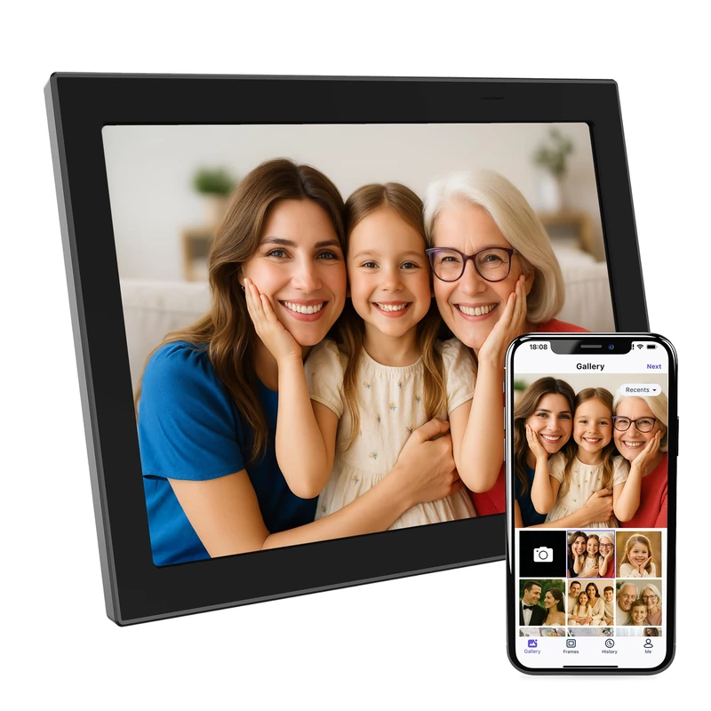 XORO 11 Inch WiFi Digital Picture Frame, 1280 x 800 HD IPS Touch Display, 16 GB Memory, Automatic Rotation, Share Photos Instantly from Anywhere
