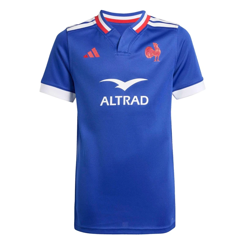 adidas Unisex Kids France Rugby Home Youth Replica Jersey Shirt, semi Lucid Blue, 8-9 Years