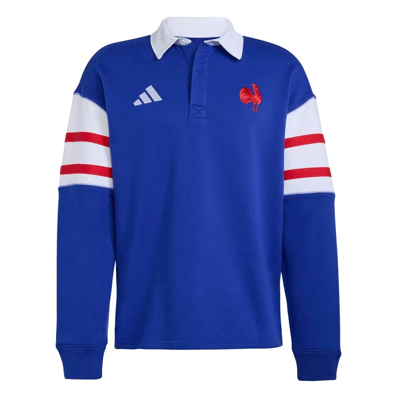 adidas Men's France Rugby Heritage Polo Shirt, semi Lucid Blue, L