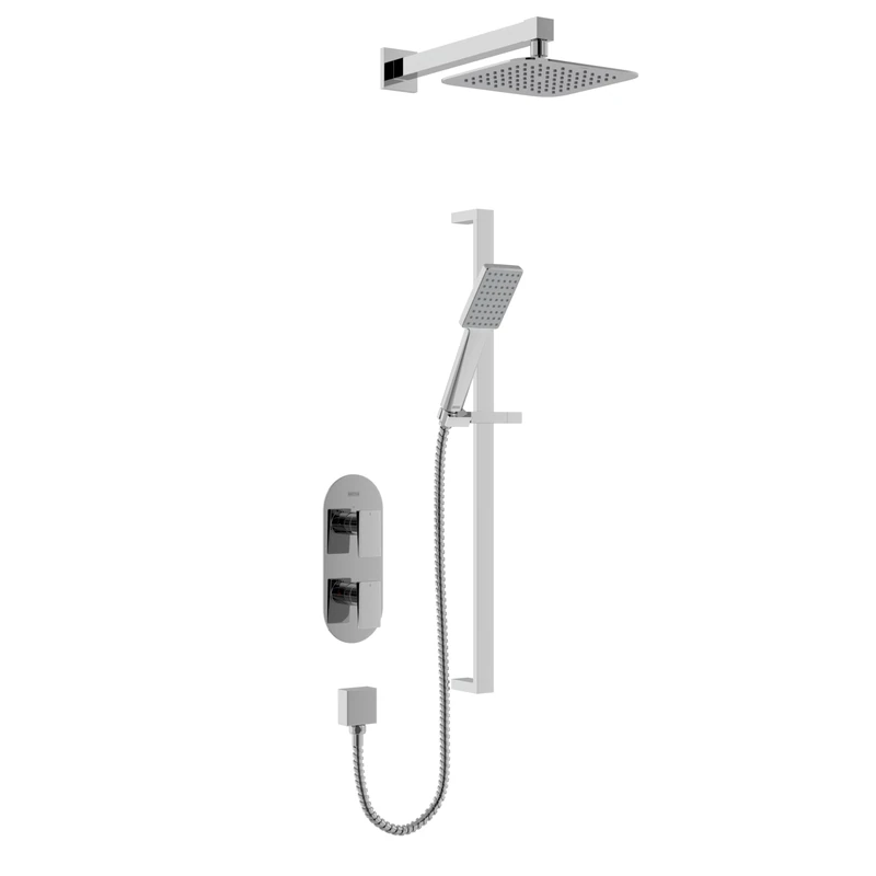 Bristan Tangram Thermostatic Shower Mixer with Easy-Clean Handset and Two Outlets, Chrome Finish