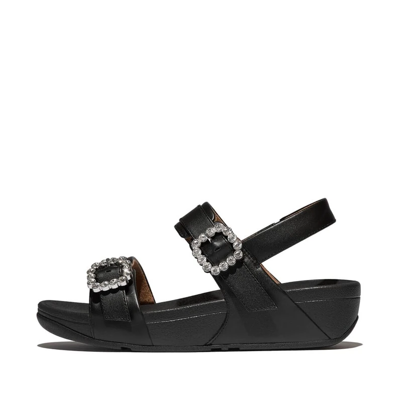 Fitflop LULU CRYSTAL-BUCKLE LEATHER BACK-STRAP SANDALS
